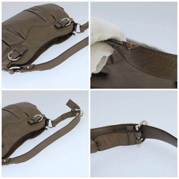Salvatore Ferragamo Gancini Shoulder Bag Leather Brown Silver Auth bs19987 - Picture 16 of 16